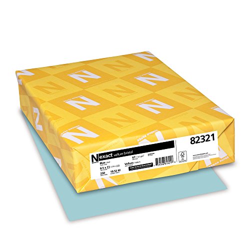 Product Cover Wausau Vellum Bristol Cardstock, 67 lb, 8.5 x 11 Inches, Pastel Blue, 250 Sheets (82321)