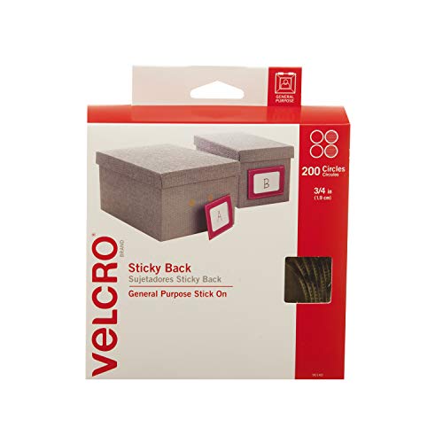 Product Cover VELCRO Brand - Sticky Back Hook and Loop Fasteners | Perfect for Home or Office | 3/4in Coins | Pack of 200 | Beige