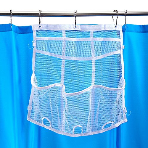 Product Cover Smooth Trip Hanging Shower Organizer for Curtain Rods with Mesh Dispenser Pockets