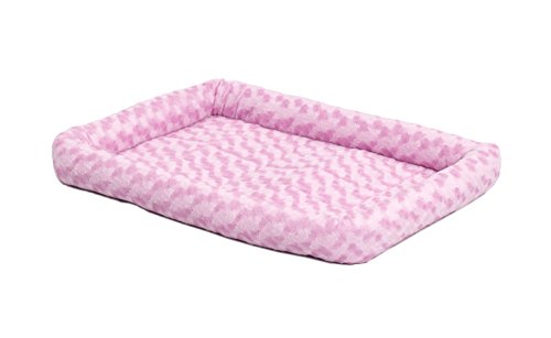 Product Cover 22L-Inch Pink Dog Bed or Cat Bed w/ Comfortable Bolster | Ideal for XS Dog Breeds & Fits a 22-Inch Dog Crate | Easy Maintenance Machine Wash & Dry | 1-Year Warranty