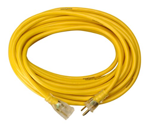 Product Cover Yellow Jacket 2883 12/3 Heavy-Duty 15-Amp SJTW Contractor Extension Cord with Lighted Ends, 25-Feet