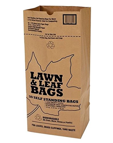 Product Cover Duro Bags 21089 2-Ply Garbax Lawn and Leaf Bag, 50 lb, 16 in L x 12 in W x 35 in D, Paper, Kraft, (Pack of 5)