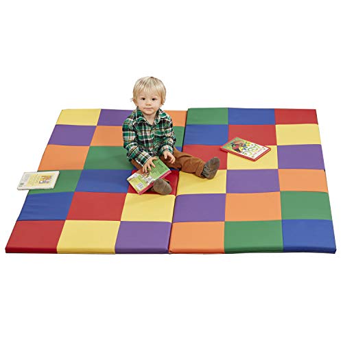 Product Cover ECR4Kids Softzone Patchwork Toddler Foam Play Mat, 58-Inch Square, Floor Mats For Tummy Time, Colorful Baby Play Mat, Soft Floor Mat for School Or Daycare, Baby Play Mat, Padded Rug, Primary Colors