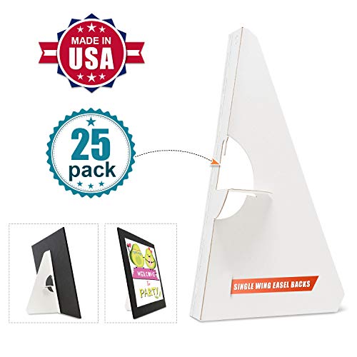 Product Cover Lineco. Self Stick Easel Backs. Archival Quality, Sturdy, Fast and Easy To Use. 12 Inch Single Wing. Use for Photos, Signs, Crafts. (Pack of 25). White.