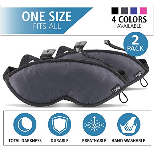 Product Cover Lewis N. Clark Comfort Eye Mask + Sleep Aid to Block Light for Travel, Airplane, Hotel, Airport, Insomnia + Headache Relief with Adjustable Straps, 2 pack, Black