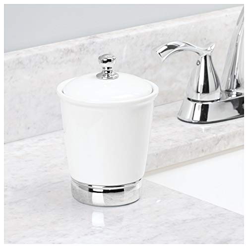 Product Cover iDesign York Ceramic Bathroom Vanity Canister Jar for Cotton Balls, Swabs, Cosmetic Pads - White/Chrome
