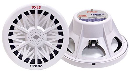 Product Cover Pyle PLMRW8 8-Inch Outdoor Marine Audio Subwoofer - 400 Watt Single White Waterproof Bass Loud Speaker For Marine Stereo Sound System, Under Helm or Box Case Mount in Small Boat, Water Vehicle