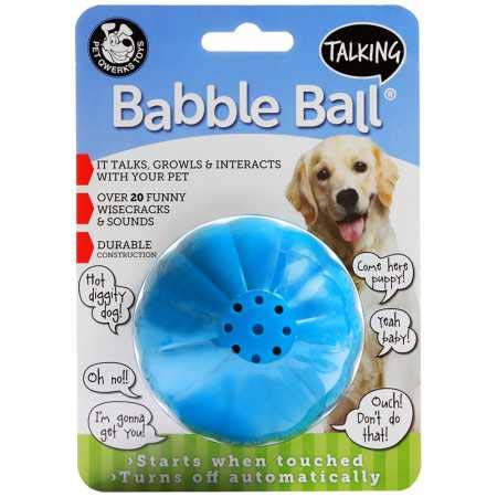 Product Cover Pet Qwerks Talking Babble Ball Interactive Dog Toys - Wisecracks & Makes Funny Sounds, Electronic Talking Treat Ball That Talks & Makes Noise - Avoids Boredom & Keeps Active | for Large Dogs