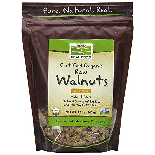 Product Cover NOW Foods, Certified Organic Walnuts, Raw and Unsalted, Halves and Pieces, Good Source of Protein and Healthy Fatty Acids, Certified Non-GMO, 12-Ounce