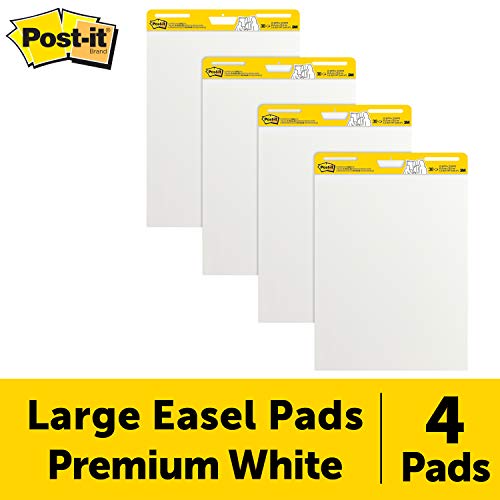 Product Cover Post-It Super Sticky Easel Pad, 25 x 30 Inches, 30 Sheets/Pad, 4 Pads, Large White Premium Self Stick Flip Chart Paper, Super Sticking Power (559-4)