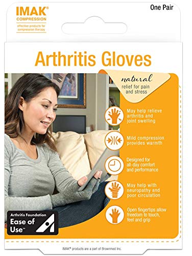 Product Cover IMAK Compression Arthritis Gloves- Premium Arthritic Joint Pain Relief Hand Gloves for Rheumatoid & Osteoarthritis - Ease of Use Seal from Arthritis Foundation