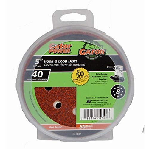 Product Cover ALI INDUSTRIES 4347 8 Hole Hook and Loop 40 25 CT Grit Disc, 5-Inch, 50-Pack, 5