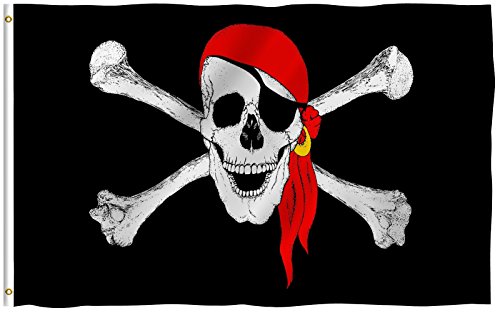 Product Cover Jolly Roger (Red Scarf) - 3' x 5' Polyester Pirate Flag