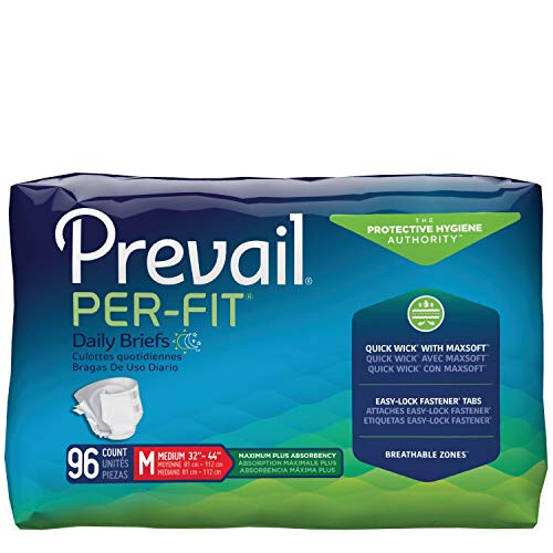 Product Cover Prevail Per-Fit Maximum Absorbency Incontinence Briefs Medium 16 Count (Pack of 6) Breathable Rapid Absorption Discreet Comfort Fit Adult Diapers