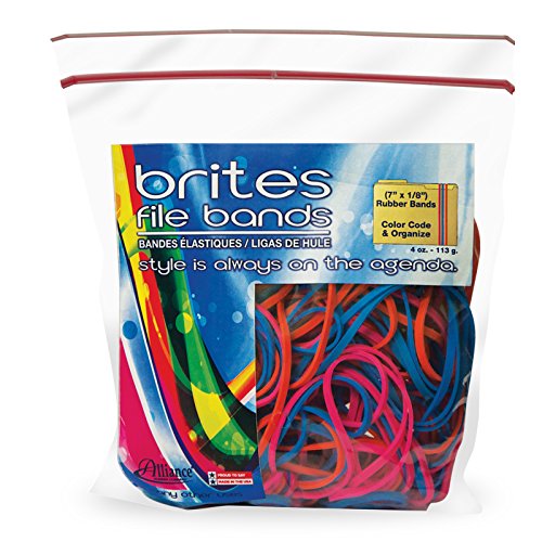 Product Cover Alliance Rubber 07800 Non-Latex Brites File Bands, Colored Elastic Bands, 50 Pack (7