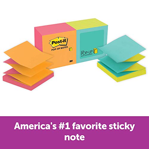 Product Cover Post-it Pop-up Notes, Green, Blue, Yellow, Pink, Orange, Designed for Pop-up Note Dispensers, Call out Important Information, 3 in. x 3 in, 12 Pads/Pack, (R330-N-ALT)