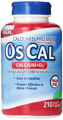 Product Cover Os-Cal 500 + D, Calcium 500 mg, D3 200 I.U, 210 Coated Caplets