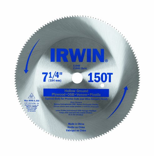 Product Cover IRWIN Tools Classic Series Steel Corded Circular Saw Blade, 7 1/4-inch, 150T, .087-inch Kerf (11440)