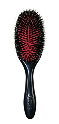 Product Cover Denman D81M Medium Hair Brush with Soft Nylon Quill Boar Bristles - Porcupine Style Cushion Brush for Grooming, Detangling, Straightening, Blowdrying and Refreshing Hair - Black