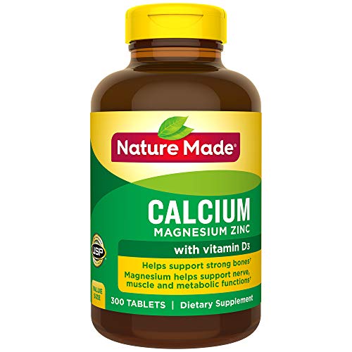 Product Cover Nature Made Calcium, Magnesium Oxide, Zinc with Vitamin D3 Tablets, 300 Count for Bone Health† (Packaging May Vary)