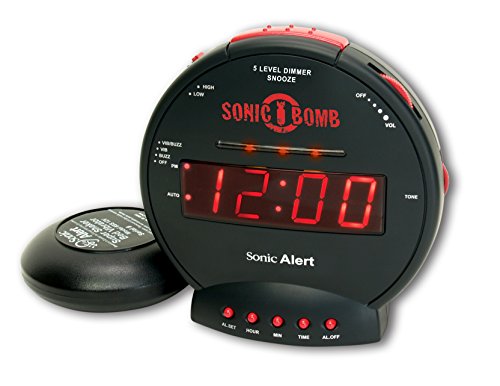 Product Cover Sonic Alert SBB500SS Sonic Bomb Extra-Loud Dual Alarm Clock with Red Flashing Alert Lights and a Powerful Bed Shaker