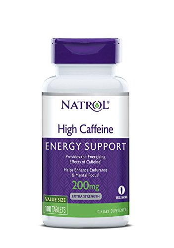 Product Cover Natrol High Caffeine Tablets, Energy Support, Helps Enhance Endurance and Mental Focus, Caffeine Supplement, Fatigue, Pre-Workout, Extra Strength, 200mg, 100 Count