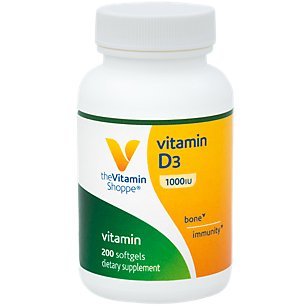 Product Cover Vitamin D3 1000IU Softgel, Supports Bone Immune Health, Aids in Cellular Growth Calcium Absorption, Gluten Free Once Daily Formula (200 Softgels) by The Vitamin Shoppe