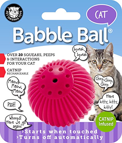 Product Cover Pet Qwerks Cat Babble Ball with Catnip Infused, Interactive Cat Toy