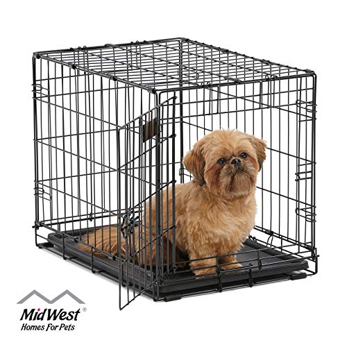Product Cover Dog Crate | MidWest ICrate 24 Inch Folding Metal Dog Crate w/ Divider Panel | Small Dog Breed, Black
