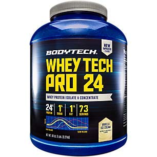 Product Cover BodyTech Whey Tech Pro 24 Protein Powder Protein Enzyme Blend with BCAA's to Fuel Muscle Growth Recovery, Ideal for PostWorkout Muscle Building Vanilla Ice Cream (5 Pound)