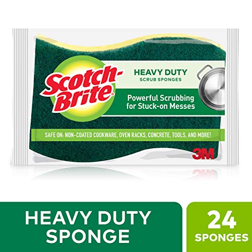 Product Cover Scotch-Brite Heavy Duty Scrub Sponges, Tougher than Your Worst Messes, Stands Up to Stuck-on Grime, 24 Scrub Sponges