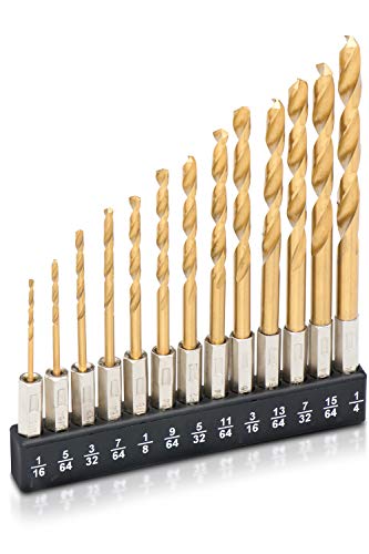 Product Cover Tooluxe 10171L 13-Piece Titanium Drill Bit Set, High Speed Steel | Quick Change 1/4