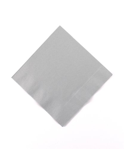 Product Cover Amscan Silver 3-Ply Paper Beverage Napkins, 50 Ct. | Party Tableware