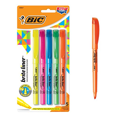 Product Cover Bic BLP51W-Ast Brite Liner Highlighter Assorted Chisel Tip, 5-pack