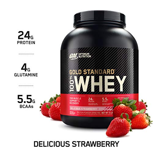 Product Cover Optimum Nutrition Gold Standard 100% Whey Protein Powder, Delicious Strawberry, 5 Pound (Packaging May Vary)