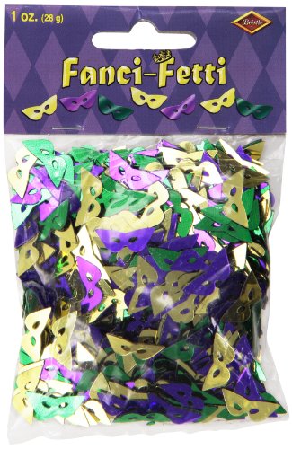 Product Cover Fanci-Fetti Mardi Gras Masks (asstd gold, green, purple) Party Accessory  (1 count) (1 Oz/Pkg)