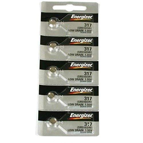 Product Cover Energizer 317 Button Cell Silver Oxide SR516SW Watch Battery Pack of 5 Batteries