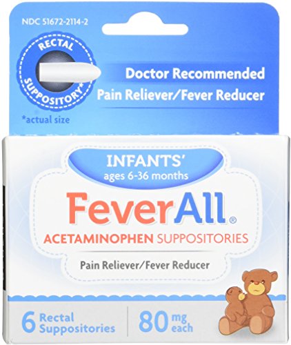 Product Cover FeverAll Infants Acetaminophen Suppositories 6 Rectal Suppositories 80mg each