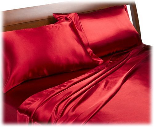 Product Cover Royal Opulence Divatex Home Fashions Satin Queen Sheet Set (Red)