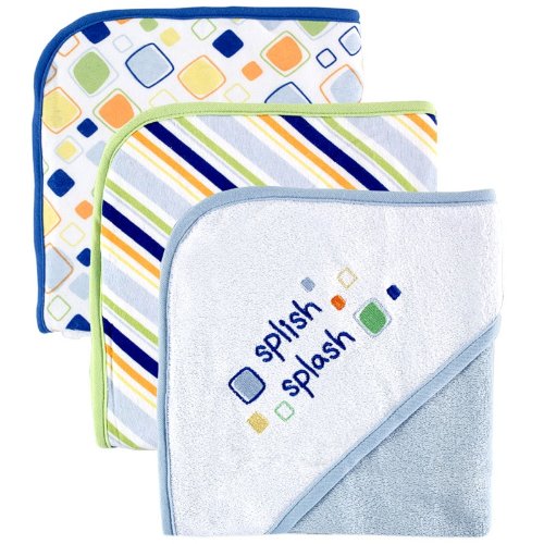 Product Cover Luvable Friends 3-Pack Embroidered Sayings Hooded Towels - Blue