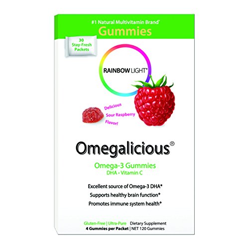 Product Cover Rainbow Light - Omegalicious Omega-3 Gummies, Support for a Healthy Brain, Heart, and Immune System with Vitamin C, Omega-3s DHA and EPA, Gluten-Free, Dairy-Free, 30 Packets