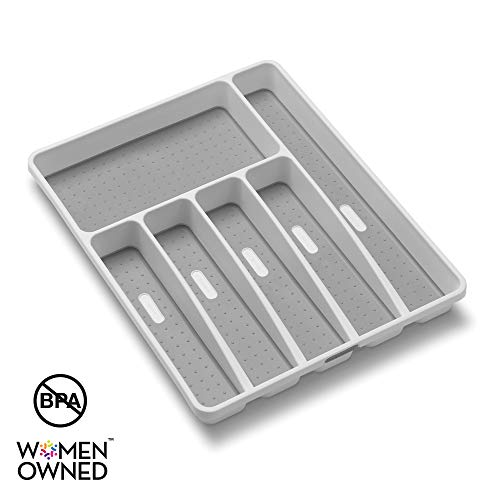 Product Cover madesmart Classic Large Silverware Tray - White |CLASSIC COLLECTION | 6-Compartments| Kitchen Drawer Organizer | Soft-Grip Lining and Non-Slip Rubber Feet | BPA-Free