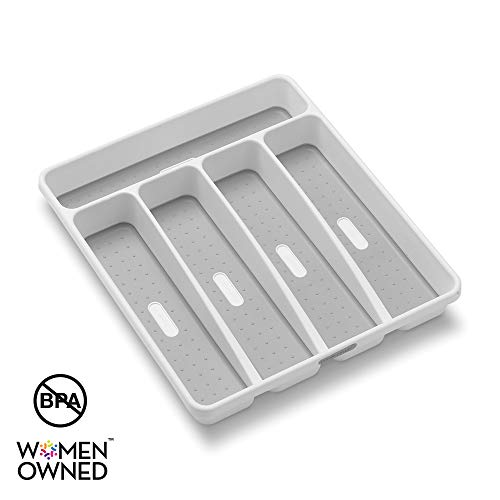 Product Cover madesmart Classic Small Silverware Tray - White | CLASSIC COLLECTION | 5-Compartments | Icons help sort Flatware, Utensils and Cutlery | Soft-grip Lining and Non-slip Feet | BPA-Free