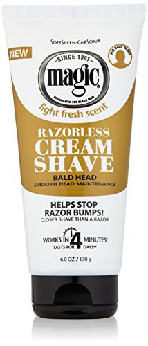 Product Cover Razorless Shaving Cream for Men by SoftSheen-Carson Magic, Hair Removal Cream, for Bald Head Maintenance, No Razor Needed, Depilatory cream works in 4 Minutes for Coarse Curly Hair, 6 oz