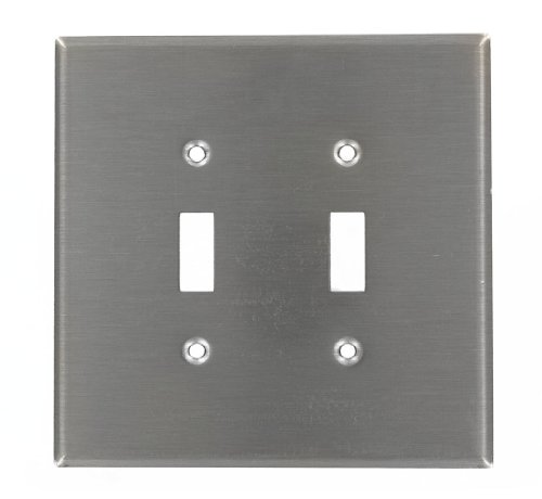 Product Cover Leviton 84109-40 2-Gang Toggle Device Switch Wallplate, Device Mount, Stainless Steel