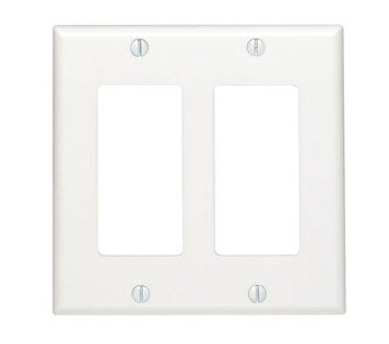 Product Cover Leviton 80409-NW 2-Gang Decora/GFCI Device Wallplate, Standard Size, White