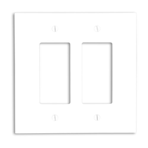 Product Cover Leviton 88602 2-Gang Decora/GFCI Device Wallplate, Oversized, Thermoset, Device Mount, White
