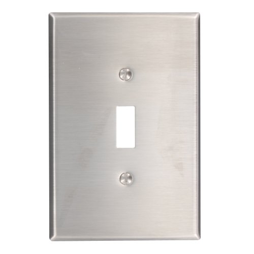 Product Cover Leviton 84101-40 1-Gang Toggle Device Switch Wallplate, Oversized, Device Mount, Stainless Steel
