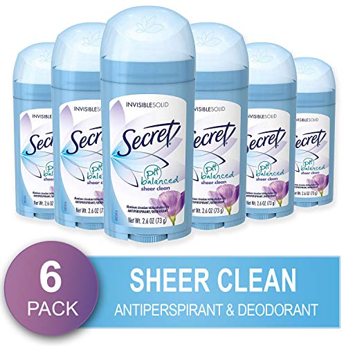 Product Cover Secret Original Sheer Clean Scent Womens Invisible Solid Ph Balanced Antiperspirant & Deodorant 2.6 Oz (Pack of 6)
