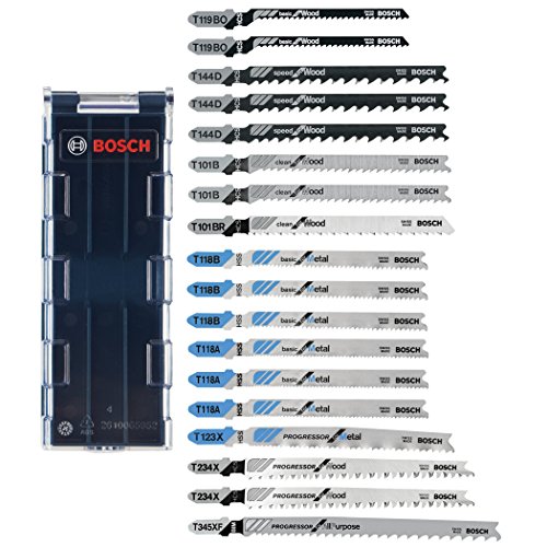 Product Cover Bosch T-Shank Jig Saw Blade Set T18CHCL, 18 Pieces, 3-1/4'' - 5-1/4'', 5-24 TPI, In Brute Tough Case, For Wood, Metal And All Purpose/Multi-Material